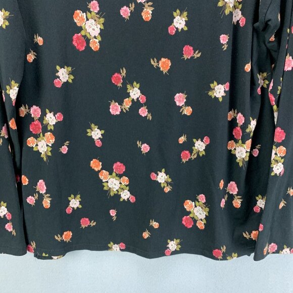 J‎ Jill Top Womens Small Petite Black Floral Pullover Tee Supima Cotton Stretchy - Picture 3 of 14